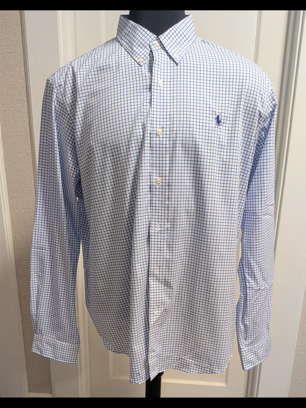 Polo by Ralph Lauren White and Blue Checked Button-Down Shirt